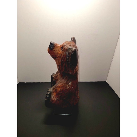 Vintage Hand Carved Bear Solid Wood Marble Eyes Medium 12" Monterey CA Wharf - Picture 12 of 16